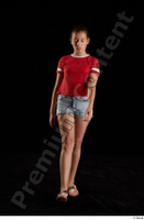 Ruby  1 dressed flip flop front view jeans shorts red t shirt walking whole body 0001.jpg